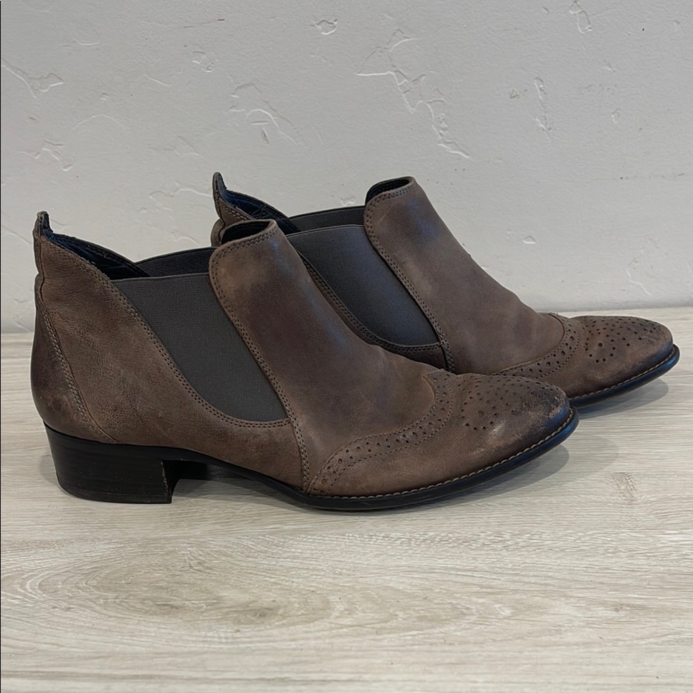 Paul Green Women's Grey/Brown Leather Ankle Boots [Size 8]